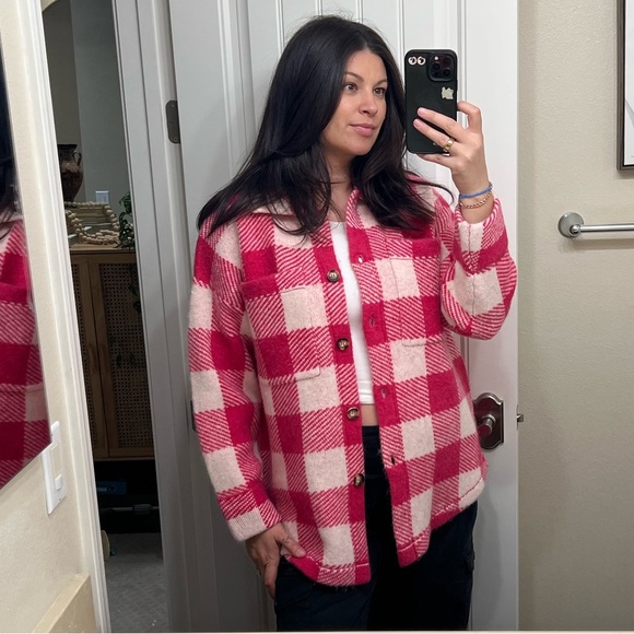Sundry Anthropology | Oversized Pink Flannel Jacket | Size: Medium/Large - Picture 2 of 13